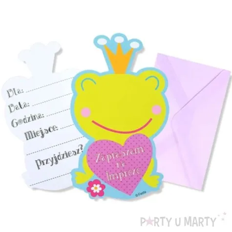 zaproszenia urodzinowe ksiezniczka zabka godan 6 szt