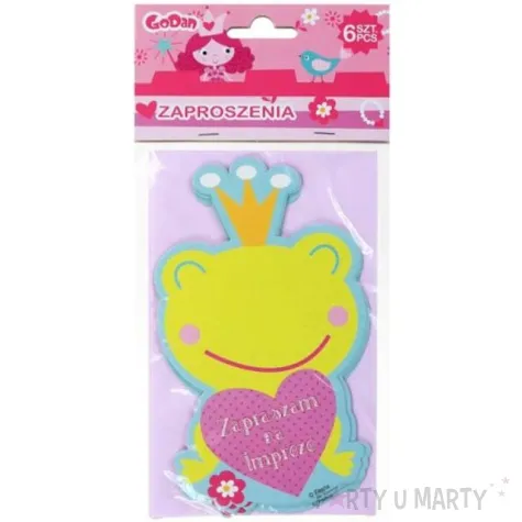 zaproszenia urodzinowe ksiezniczka zabka godan 6 szt