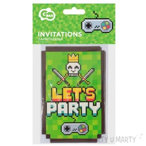 zaproszenia urodzinowe lets party zielone godan 6 sztuk