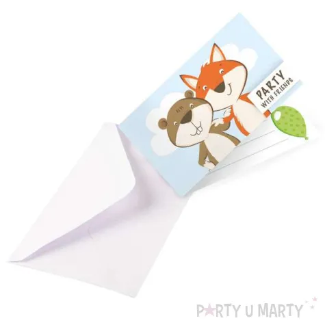 zaproszenia urodzinowe lis i bobr amscan 14 x 9 cm 8 szt