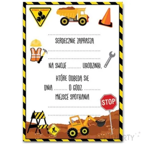 zaproszenia urodzinowe maly budowniczy dekoracjepolska 14 8 x 10 5 cm 10 szt
