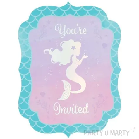 zaproszenia urodzinowe mermaid shine creative converting 8 szt