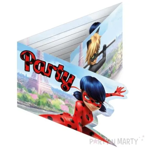 zaproszenia urodzinowe miraculous biedronka i czarny kot amscan 14 x 8 cm 8 szt