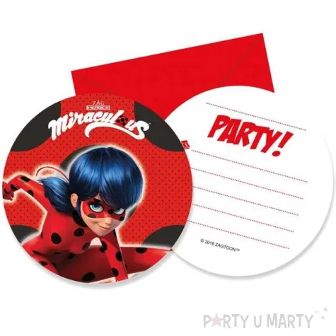 zaproszenia urodzinowe miraculous procos 6 szt