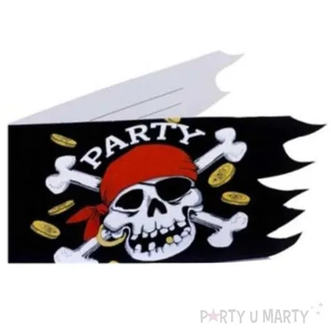 zaproszenia urodzinowe piracka flaga amscan 14 x 8 cm 6 szt