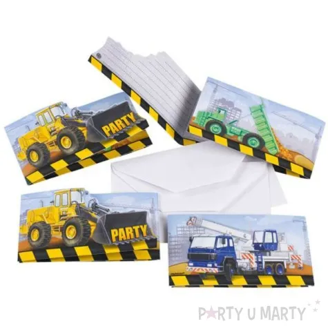 zaproszenia urodzinowe plac budowy amscan 14 x 8 cm 8 szt