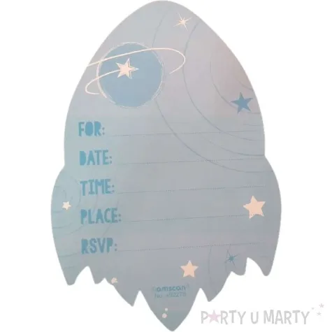 zaproszenia urodzinowe rakieta blast off amscan 8 szt