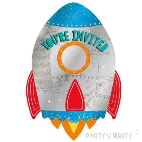 zaproszenia urodzinowe rakieta blast off amscan 8 szt