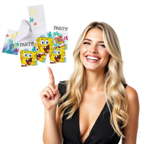 zaproszenia urodzinowe spongebob amscan 6 szt