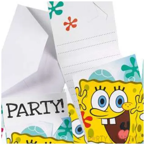 zaproszenia urodzinowe spongebob amscan 6 szt