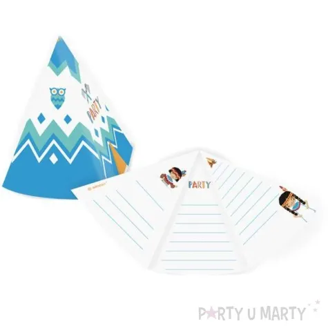 zaproszenia urodzinowe tepee tomahawk indianie amscan 11 x 8 cm 8 szt