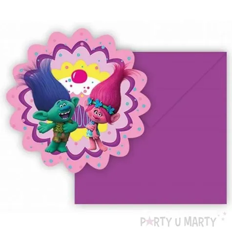 zaproszenia urodzinowe trolls procos 6 szt