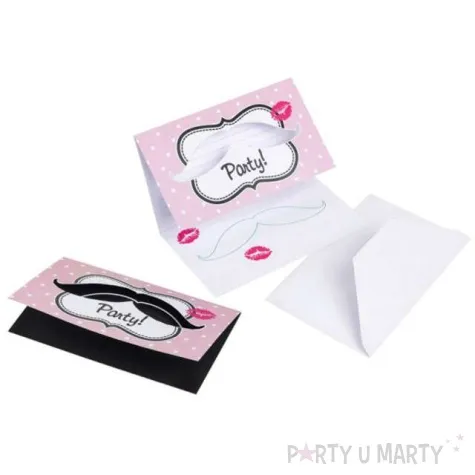 zaproszenia urodzinowe wasy amscan 8 szt