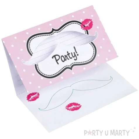 zaproszenia urodzinowe wasy amscan 8 szt