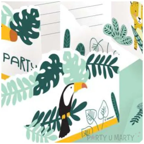 zaproszenia urodzinowe wesole zoo amscan 16 x 8 cm 8 szt