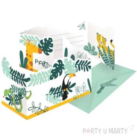 zaproszenia urodzinowe wesole zoo amscan 16 x 8 cm 8 szt