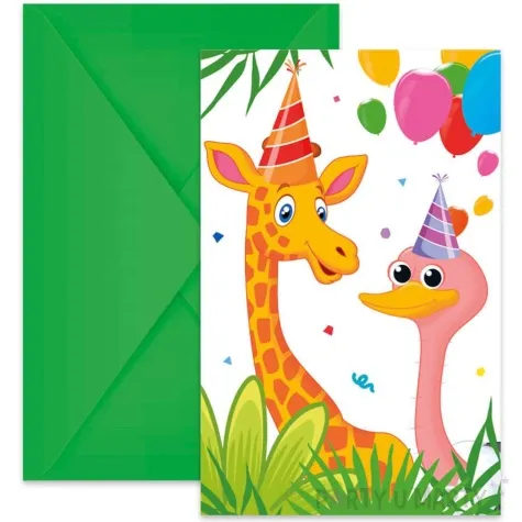 zaproszenia urodzinowe zwierzeta safari procos 6 szt