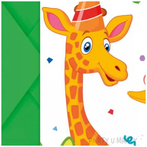 zaproszenia urodzinowe zwierzeta safari procos 6 szt