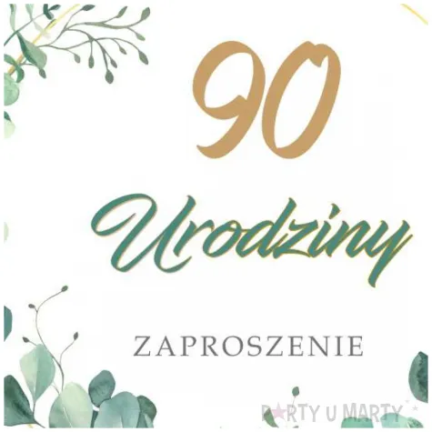 zaproszenia urodziny 90 eukaliptus beauty 15x15 cm 8 szt