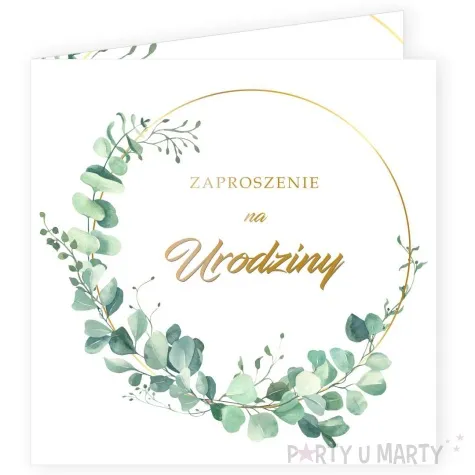 zaproszenia urodziny eukaliptus beauty 15x15 cm 8 szt