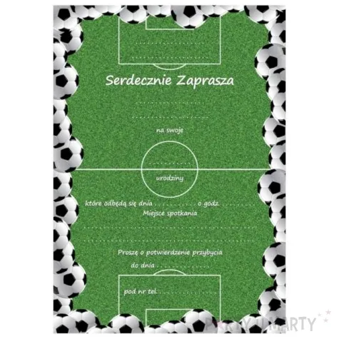 zaproszenia urodziny pilka nozna congee 6 szt