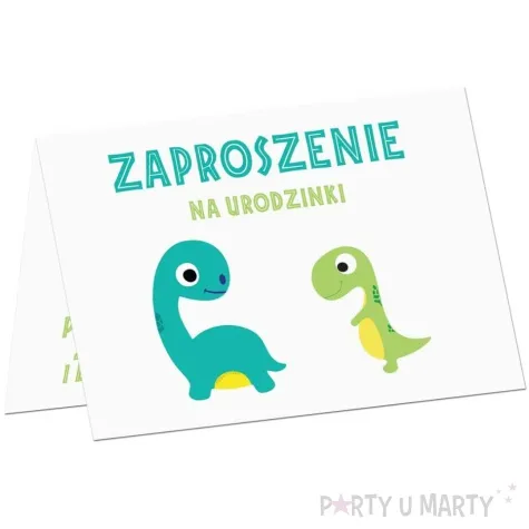 zaproszenia wesole dinozaury bialy zielony congee 6 szt