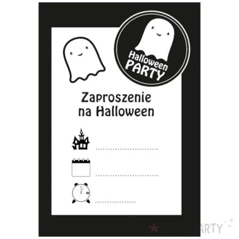 zaproszenia wesoly duszek happy halloween czarny congee 6 szt