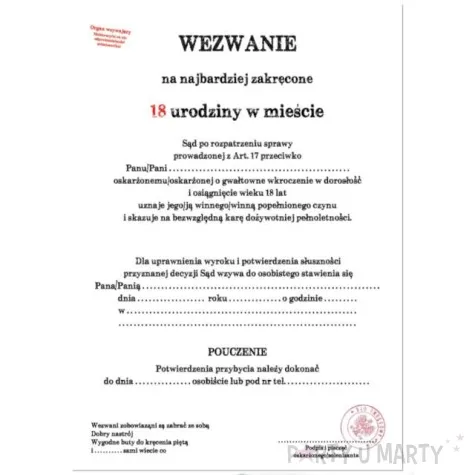 zaproszenia wezwanie na 18 congee 6 szt