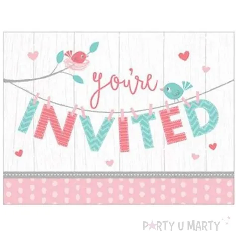 zaproszenia youre invited serca girl godan 15 2 x 11 4 cm 8 szt