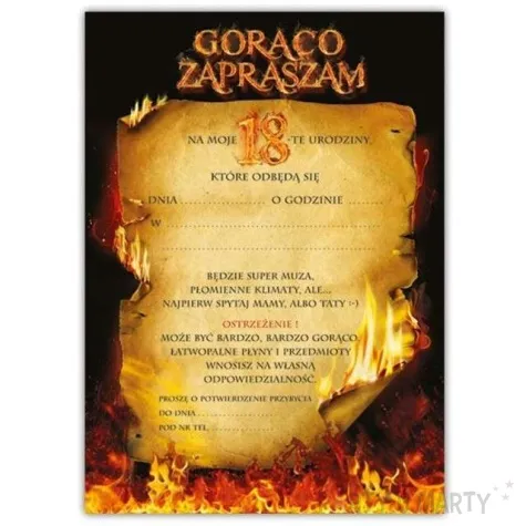 zaproszenia z koperta 18 urodziny freedom 10 szt