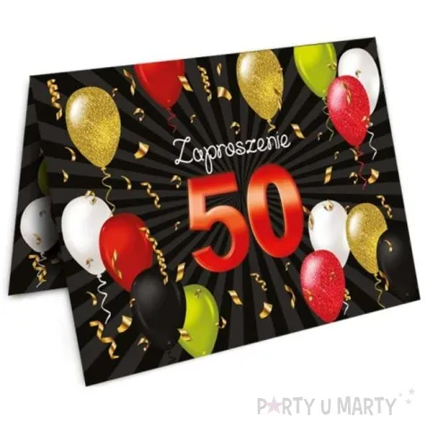zaproszenia z koperta 50 urodziny black red dekoracjepolska 14 8 x 10 5 cm 10 szt