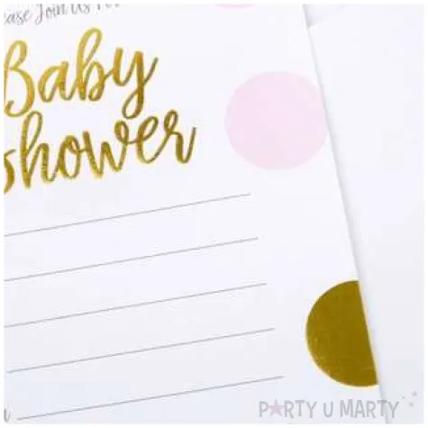 zaproszenia z koperta baby shower rozowe godan 10 szt