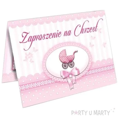 zaproszenia z koperta chrzest rozowy dekoracjepolska 14 8 x 10 5 cm 10 szt