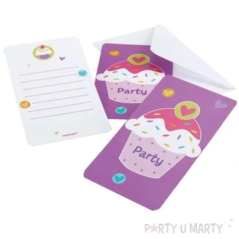 zaproszenia z koperta cupcake amscan 6 szt