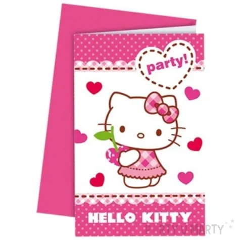 zaproszenia z koperta hello kitty 6 szt