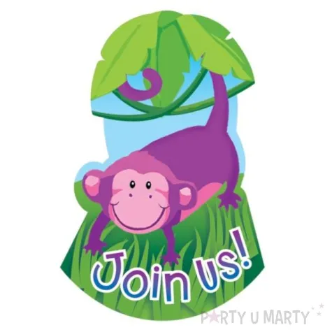 zaproszenia z koperta jungle animals 8 szt