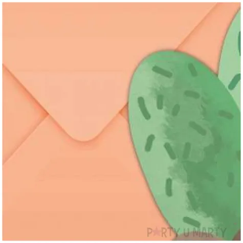 zaproszenia z koperta kaktusy procos 6 szt