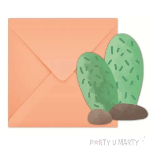 zaproszenia z koperta kaktusy procos 6 szt