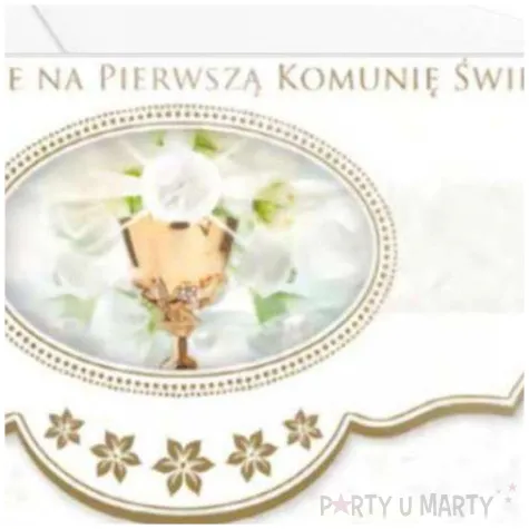 zaproszenia z koperta komunia swieta hostia i witrazyk maki 10 szt