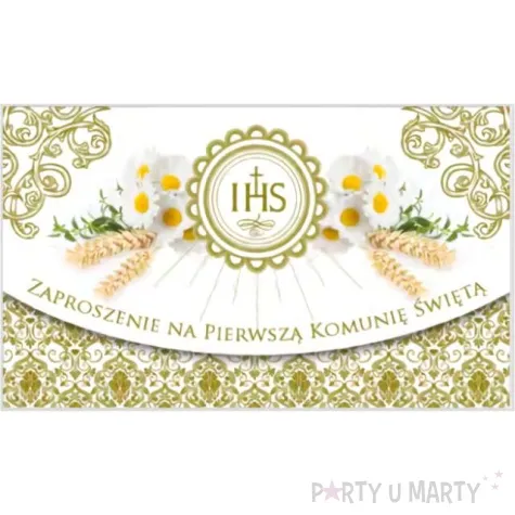 zaproszenia z koperta komunia swieta ihs zlote maki 10 szt