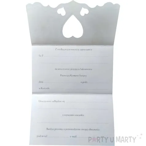 zaproszenia z koperta komunia swieta serce z okienkiem ihs maki 10 szt