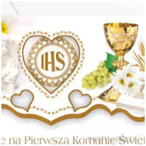 zaproszenia z koperta komunia swieta serce z okienkiem ihs maki 10 szt