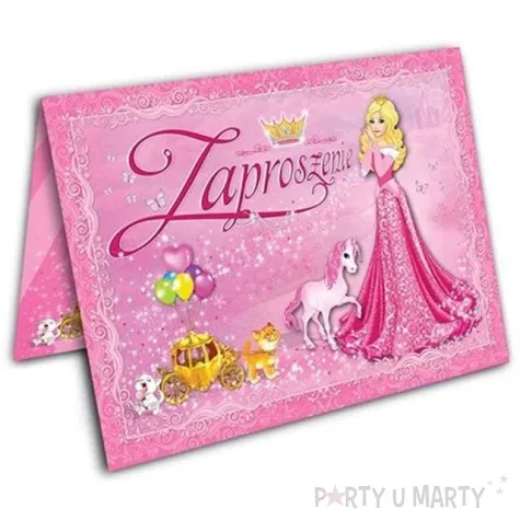 zaproszenia z koperta ksiezniczka 1 szt