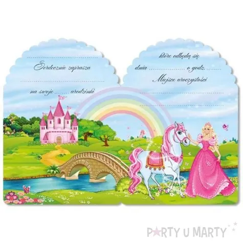 zaproszenia z koperta ksiezniczka 10 szt