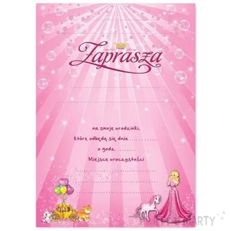 zaproszenia z koperta ksiezniczka rozowe dekoracjepolska 14 8 x 10 5 cm 10 szt