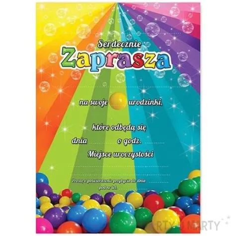 zaproszenia z koperta kulki 1 szt