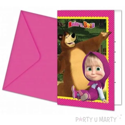 zaproszenia z koperta masha and the bear procos 6 szt