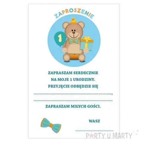 zaproszenia z koperta moje 1 urodziny niebieski godan 10 x 15 cm 6 szt
