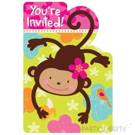 zaproszenia z koperta monkey love amscan 8 szt