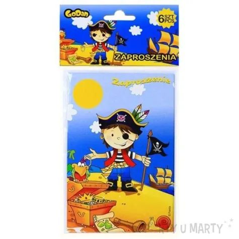 zaproszenia z koperta pirat godan 6 szt
